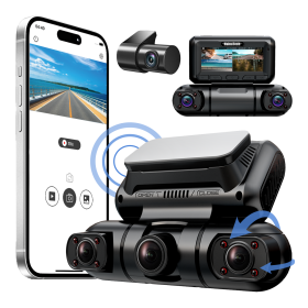 Hainatech 360 Degree View 4 Channel Dash Cam Front And Rear Inside Left Right, Dash Camera For Cars, Built-in GPS WiFi Night Vision, 24  7 Recording P
