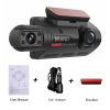 HD Car Video Recorder 2 Lens Hidden Car Driving Dash Cam 3.0inch IPS Camera Recorder Night Vision G-sensor Loop Recording Dvr - front and interior