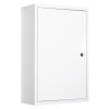 Kleankin Medicine Cabinet Steel Wall Mount 24x16 3-Tier Storage Lockable White - White