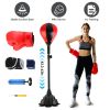 Punching Bag with Stand Free Standing Boxing Ball for Adults 43.3-63in Height Adjustable Boxing Bag with Gloves Wrist Sleeves Stable Suction Base for
