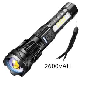 Tactical Flashlight - Military-Grade Aluminum Alloy & ABS, Zoomable Beam with 5 Modes for Camping, Hiking & Emergency Use - 2600 mAh
