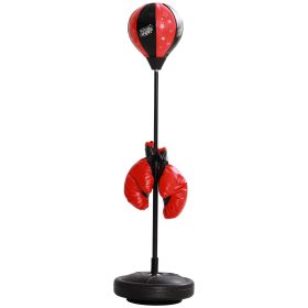 Qaba Height Adjustable Punching Bag for Kids w/ Stand & Boxing Gloves for 5-10 Years, Red | Aosom - Red