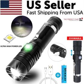 Super Bright 90000LM LED Tactical Flashlight Zoomable With Rechargeable Battery - Default Title