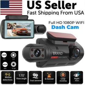 1080P Dual Lens Car DVR Dash Cam Video Recorder G-Sensor Front And Inside Camera - Default Title