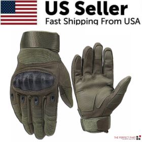 Tactical Motorcycle Motocross Full Finger Gloves Motorbike Riding Racing Mittens - L - Green