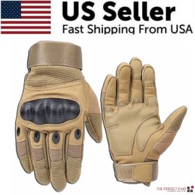 Tactical Motorcycle Motocross Full Finger Gloves Motorbike Riding Racing Mittens - M - Brown