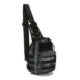 Mens Backpack Tactical Sling Shoulder Bag Molle Travel Chest Pack Outdoor Hiking - Python Black