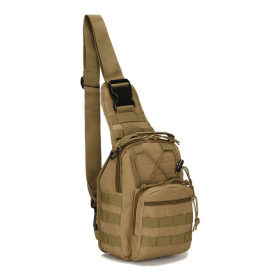 Mens Backpack Tactical Sling Shoulder Bag Molle Travel Chest Pack Outdoor Hiking - Khaki