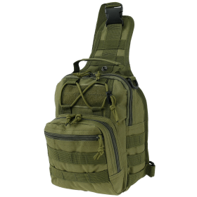 Mens Backpack Tactical Sling Shoulder Bag Molle Travel Chest Pack Outdoor Hiking - Army Green