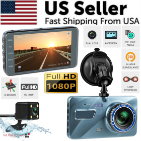HD 1080P Car Dual Lens Dash Cam 4" DVR Recorder Front & Rear Camera Night Vision - Default Title