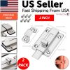 2Pcs Stainless Steel Latch Sliding Silver Doors Lock Keyless Door Bolt For Doors - 2 Inch