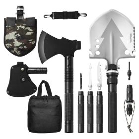 Survival Shovel Survival Axe 16-in-1 Camping Folding Shovels with Hatchet - Axe + Shovel + Tool Bag