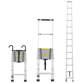 VEVOR Telescoping Extension Ladder 16.5FT Multi-button Retraction 419 LBS - 400 lbs - 16.5 ft - Multi-Button Retraction