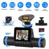 360Â° View FHD 4 Channel Dash Cam 1080P Front 480P Rear Left Right Inside Dash Camera With IR Night Vision Loop Recording Motion Detection Free 32GB