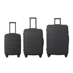 Luggage Sets ABS Hardshell 3pcs Luggage, Lightweight Durable Suitcase sets Spinner Wheels Suitcase with TSA Lock 20''24''28'' Available(Black) - Black