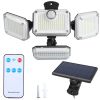Solar Powered Wall Lights Outdoor Motion Sensor Lamps with Separate Solar Panel 4 Adjustable Heads 333Pcs Beads 120Â° Sensing Angle Remote Control Wat