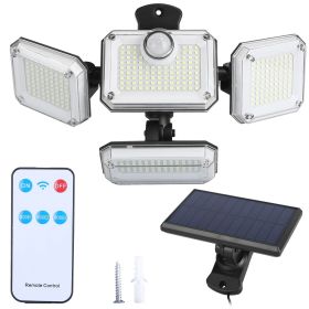 Solar Powered Wall Lights Outdoor Motion Sensor Lamps with Separate Solar Panel 4 Adjustable Heads 333Pcs Beads 120Â° Sensing Angle Remote Control Wat