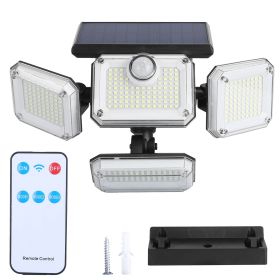 Solar Powered Wall Lights Outdoor Solar Motion Sensor Lights with 4 Adjustable Heads 333Pcs LED Beads 120Â° Sensing Angle Remote Control Waterproof fo