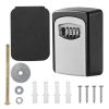 Key Lock Box Keys Storage Lock Box with 4 Digits Combination Resettable Codes Wall Mounted Outdoor Waterproof Cover - Grey