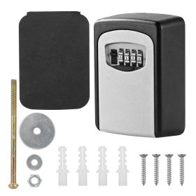 Key Lock Box Keys Storage Lock Box with 4 Digits Combination Resettable Codes Wall Mounted Outdoor Waterproof Cover - Grey