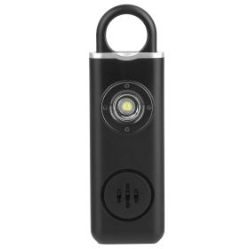 Rechargeable Personal Safety Alarm Portable 130dB Self-defense Siren with Strobe Light LED Light Carabiner - Black