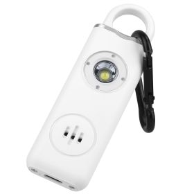 Rechargeable Personal Safety Alarm Portable 130dB Self-defense Siren with Strobe Light LED Light Carabiner - White