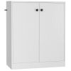 2 Door Storage Base Cabinet with 3-Tier Shelf - White