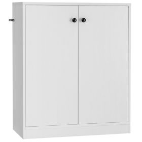 2 Door Storage Base Cabinet with 3-Tier Shelf - White