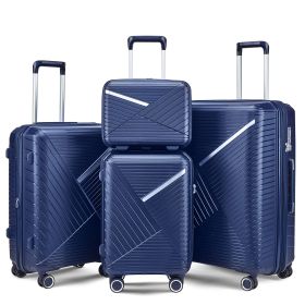 Luggage Sets 4 Piece(14/20/24/28), Expandable Lightweight Suitcase with 4 Double 360 Degrees Mute Spinner Wheels PP Materials Durable TSA Lock Travel