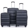 Expandable 3 Piece Luggage Sets PC Lightweight & Durable Suitcase with Two Hooks, Spinner Wheels, TSA Lock, (21/25/29) Black - as Pic