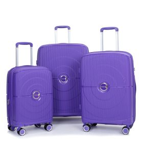 Expandable Hardshell Suitcase Double Spinner Wheels PP Luggage Sets Lightweight Durable Suitcase with TSA Lock,3-Piece Set (20/24/28) , Purple - as Pi