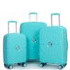 Expandable Hardshell Suitcase Double Spinner Wheels PP Luggage Sets Lightweight Durable Suitcase with TSA Lock,3-Piece Set (20/24/28) , Lake Blue - as