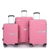 Hardshell Suitcase Double Spinner Wheels PP Luggage Sets Lightweight Durable Suitcase with TSA Lock,3-Piece Set (20/24/28) , Pink - as Pic