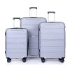 Hardshell Suitcase Spinner Wheels PP Luggage Sets Lightweight Suitcase with TSA Lock,3-Piece Set (20/24/28) ,Silver - as Pic