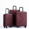 3 Piece Luggage Sets ABS Lightweight Suitcase with Two Hooks, Spinner Wheels, TSA Lock, (20/24/28) Wine Red - as Pic