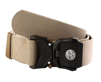 Quick Release Buckle Tactical Belt Military Hiking Rigger Nylon Web Work Belt Heavy Duty Work Belt Stretch Strap ((Coffee) - Brown