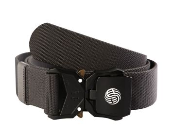 Quick Release Buckle Tactical Belt Military Hiking Rigger Nylon Web Work Belt Heavy Duty Work Belt Stretch Strap ((Coffee) - gray