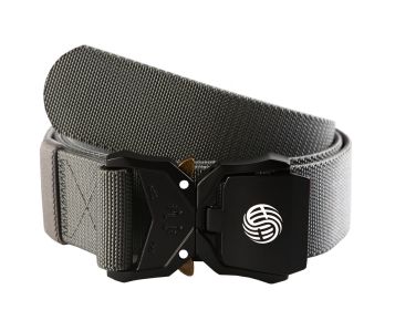 Quick Release Buckle Tactical Belt Military Hiking Rigger Nylon Web Work Belt Heavy Duty Work Belt Stretch Strap ((Coffee) - light gray