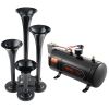 VEVOR Train Horns Kit, 4 Trumpet Air Horn Kit, 150dB Train Horns for Pickup Trucks, 12V 120 psi Air Compressor 0.8 Gal/3 L Tank with Gauge for Any 12V