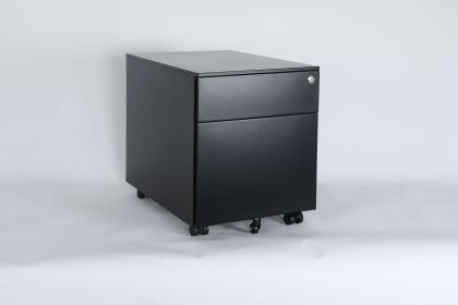 2 Drawer Mobile File Cabinet with Lock Metal Filing Cabinet for Legal/Letter/A4/F4 Size, Fully Assembled Include Wheels, Home/Office Design - biack