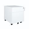2 Drawer Mobile File Cabinet with Lock Metal Filing Cabinet for Legal/Letter/A4/F4 Size, Fully Assembled Include Wheels, Home/Office Design - white