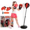 Qaba Punching Bag for Kids, Kids Punching Bag with Stand for 5-10 Years Old, Height Adjustable Kids Boxing Bag with Boxing Gloves, Kids Boxing Set for