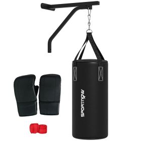 Soozier Unfilled Punching Bag for Adults, Heavy Bag Wall Mount Set with Bracket, Boxing Gloves, Hand Wraps and 360Â° Swivel Hook for Muay Thai and MMA