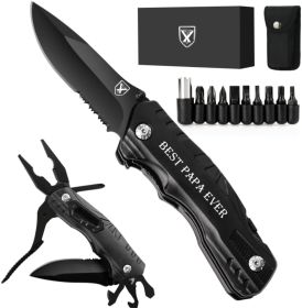 9 in 1 Multi-Tool Pocket Folding Blade Knife - Tactical Survival Rescue Gear Repair Equipment for Outdoor Camping and Emergency Situations - Papa Gift