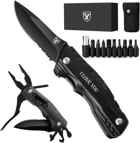 9 in 1 Multi-Tool Pocket Folding Blade Knife - Tactical Survival Rescue Gear Repair Equipment for Outdoor Camping and Emergency Situations - I Love Yo