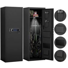 Heavey Duty,Large Size 5-8 Gun,Black Gun Cabinet with Electronic Password Keypad Lock,Unassembled Metal Rifle Gun Security Cabinet Safe Locker - as Pi