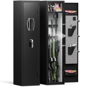 3-4 Gun Safe for Rifles and Pistols,Quick Access Password Gun Safe,High Security Metal Rifle Safe Locker with Removable Shelf and 2 Adjustable Gun Slo