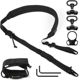QD Sling 2 Point Sling Quick Adjust Gun Sling with HK Hook Soft Shoulder Pad Sling, Rifle Sling for Hunting Tactical Strap - Black