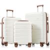 Premium ABS Travel Luggage Set , 3-Piece TSA Lock Suitcase Ensemble with 20, 24, and 28 Inch Sizes with 360Â° Spinner Wheels, White - as Pic