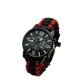 Outdoor Multi function Camping Survival Watch Bracelet Tools With LED Light - RED-BLUE